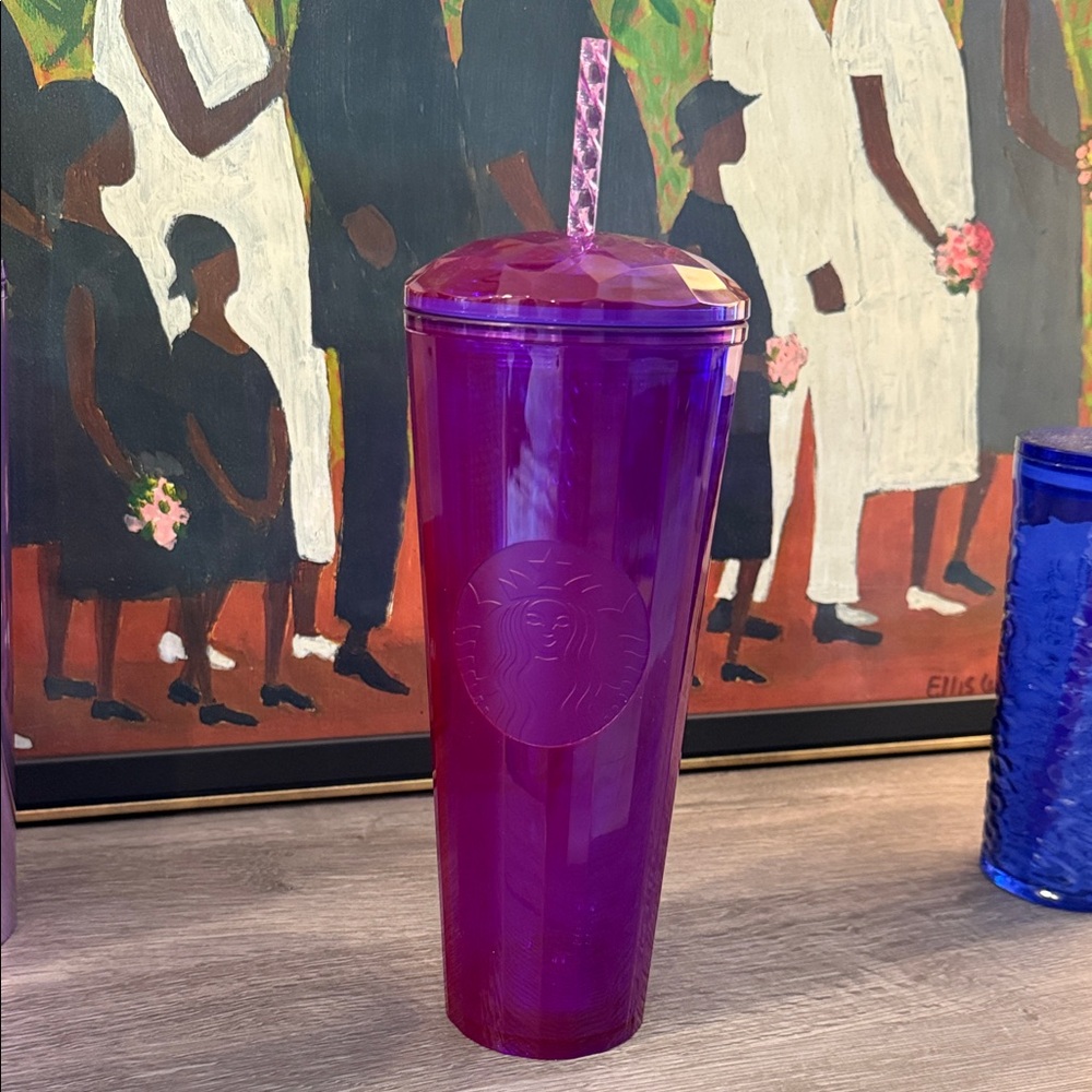 Purple Tumbler with Straw